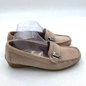 Pierro Masetti Kiowa Blush Pink Suede Moc Driving Loafers Shoes Wms 38EU 7.5US